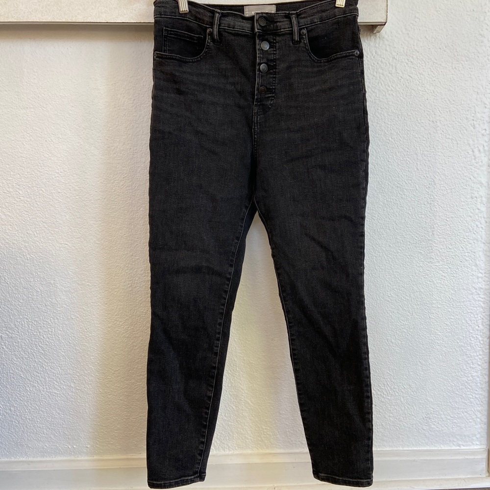 Everlane Stretch High Rise Cigarette Denim Skinny Jeans Black Size 31 Ankle